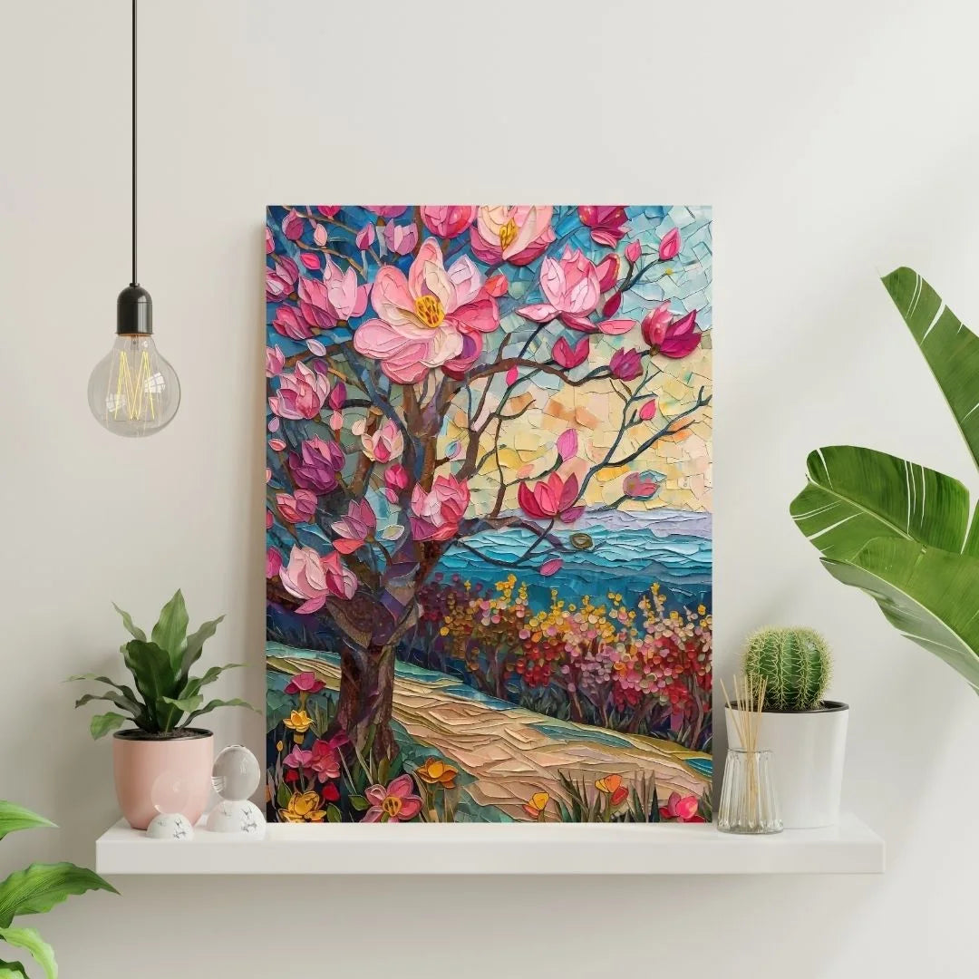 Obraz ścienny Van Gogh – różowe kwiaty, dynamiczne pociągnięcia pędzla