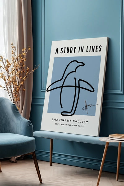 Obraz na płótnie One Line Art Pingwin