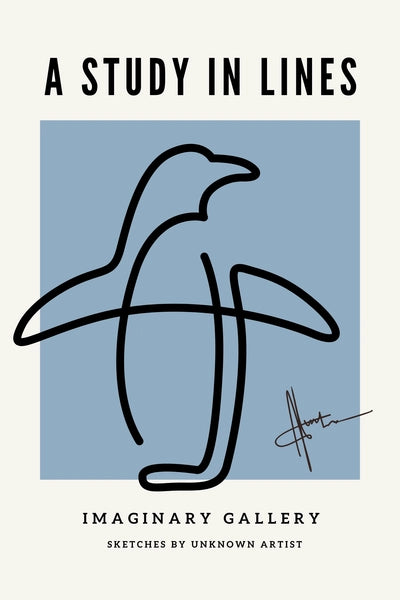 Obraz na płótnie One Line Art Pingwin