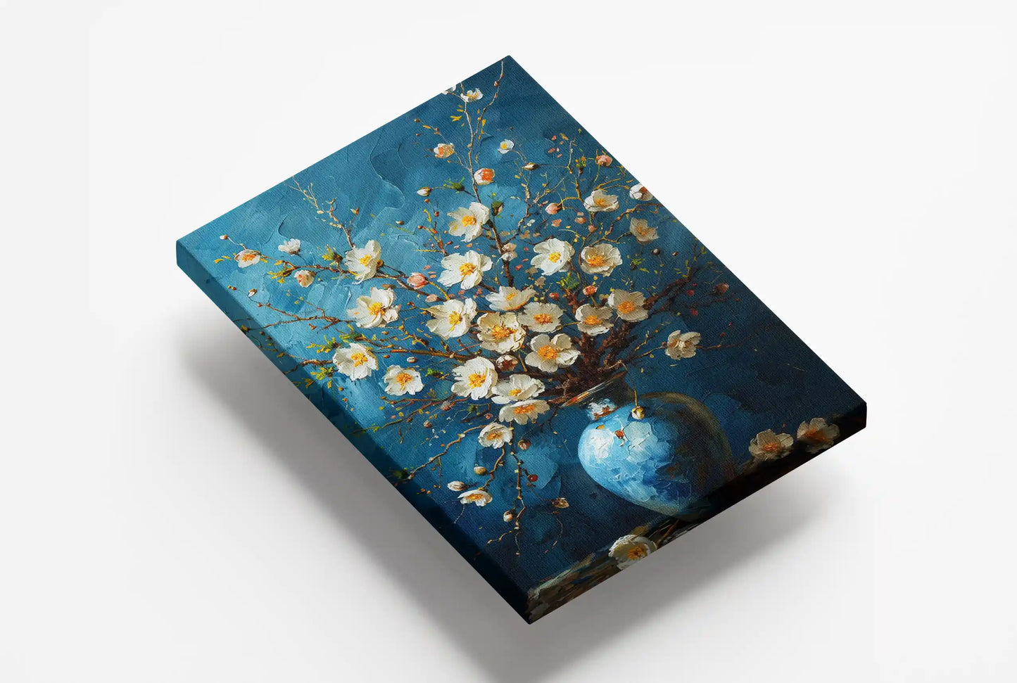 Obraz na płótnie Vincent van Gogh białe kwiaty w niebieskim wazonie