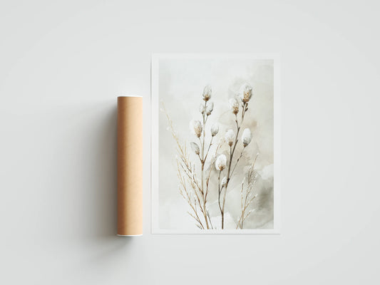 Plakat botaniczny bazia wierzbowa Willow Catkins