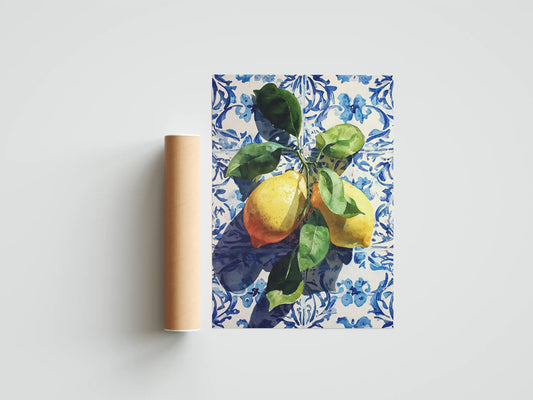 Plakat botaniczny cytryny Blue Lemons