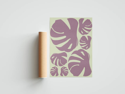 Plakat botaniczny liście monstery Soft Botanica