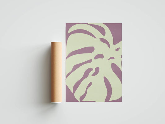 Plakat botaniczny liść monstery Pink Monster