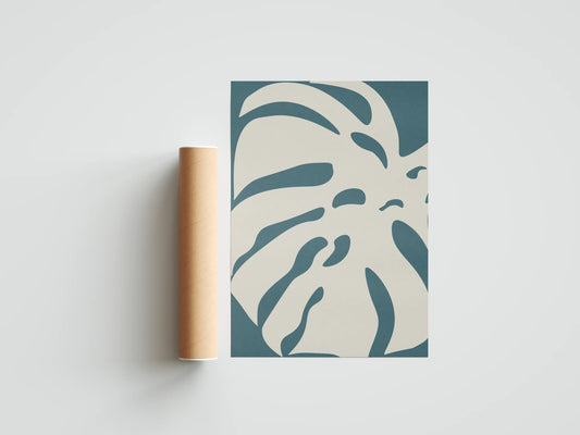 Plakat botaniczny liść monstery Monstera Noctruna