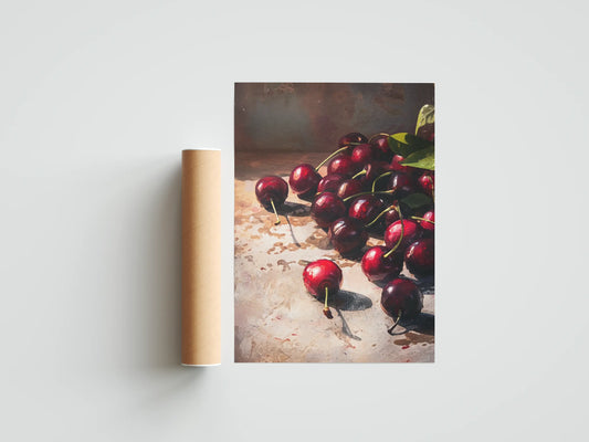 Plakat botaniczny wiśnie Cherries