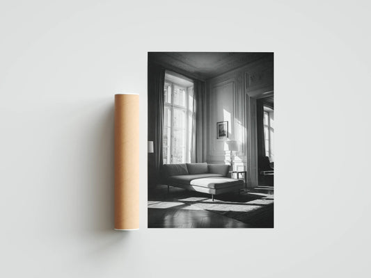 Plakat czarno-biały Echoes of the Interior