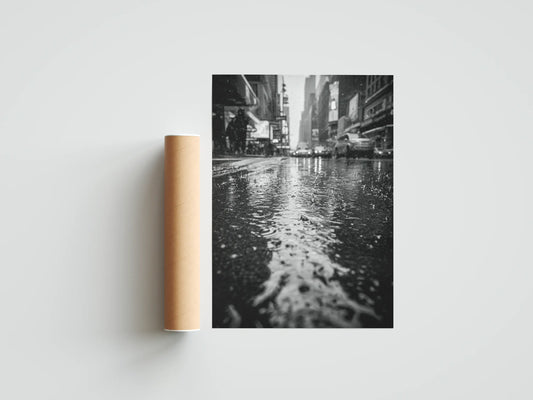 Plakat czarno-biały Neon Rain