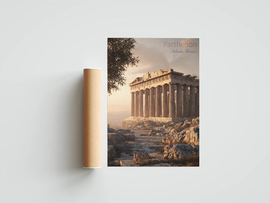 Plakat z krajobrazem Ateny