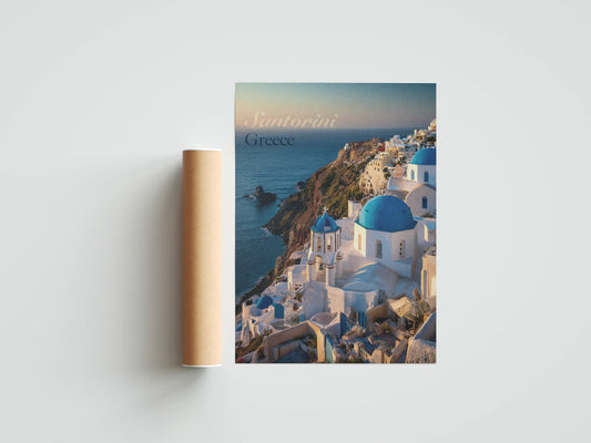 Plakat z krajobrazem Santorini