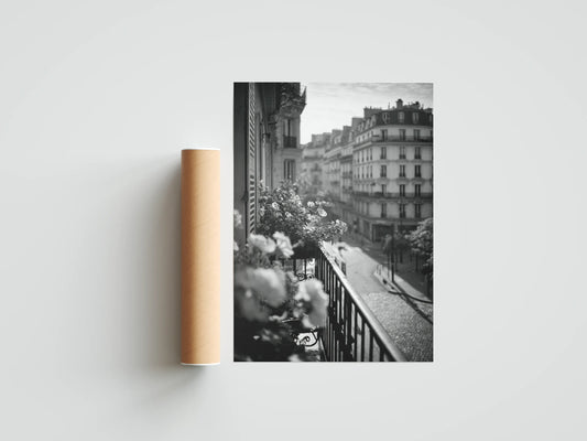 Zestaw plakatów czarno-białych mieszkanie-balkon-kwiaty