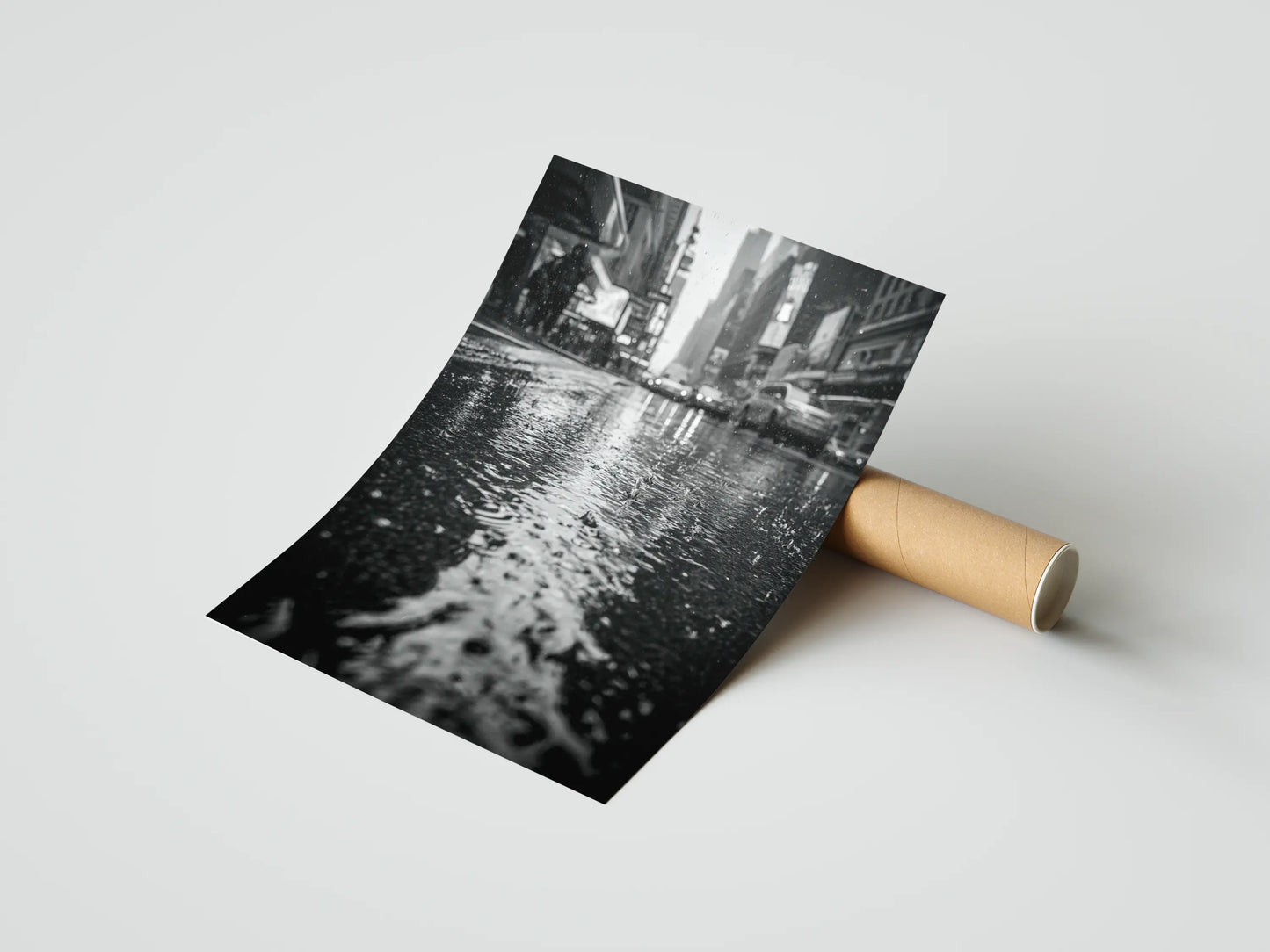 Plakat czarno-biały Neon Rain