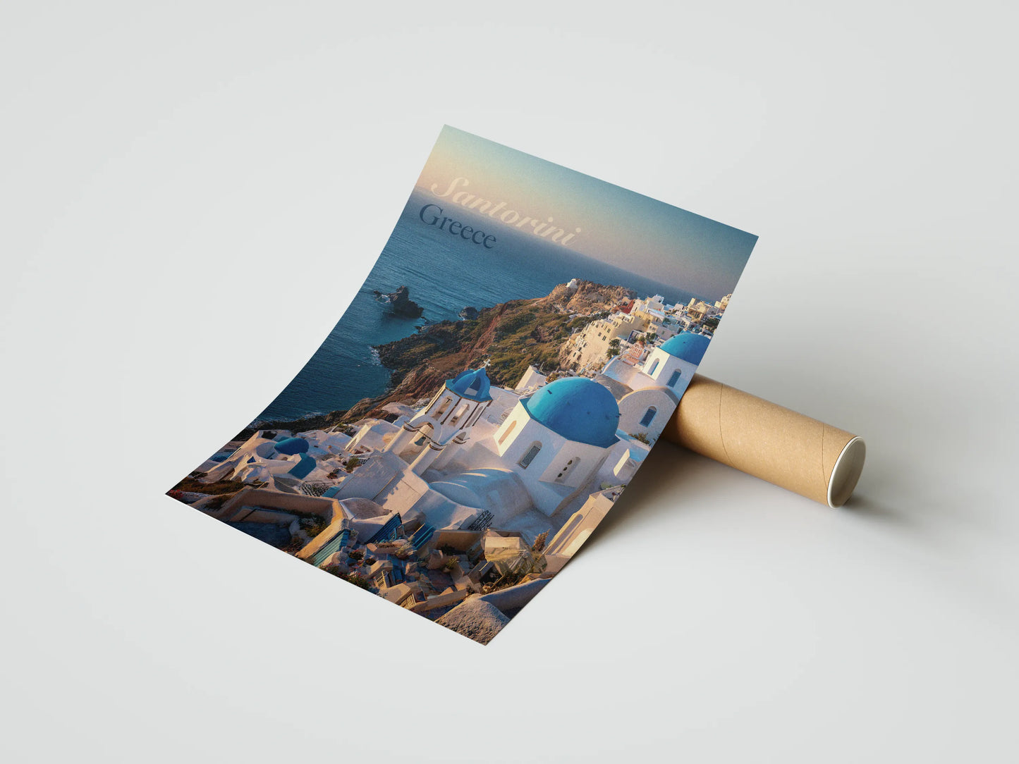 Plakat z krajobrazem Santorini