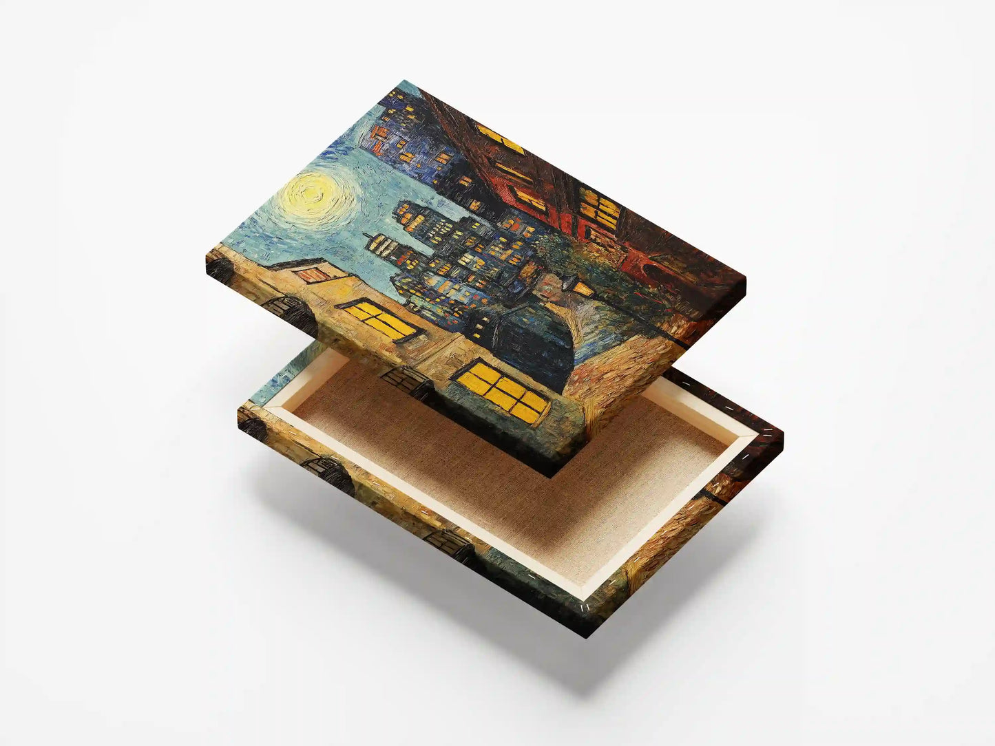  miasto w gwiaździstym niebem w tle w stylu Van Gogh