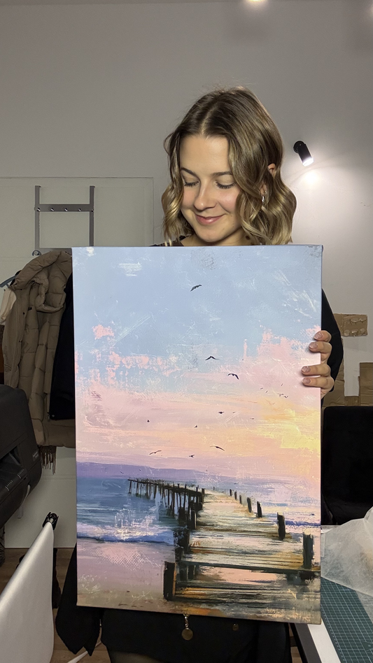 Obraz na płótnie — pomost o zachodzie słońca