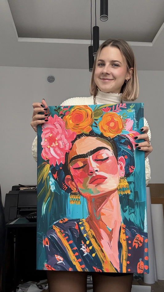 Obraz na płótnie — portret Fridy Kahlo w stylu ekspresyjnym