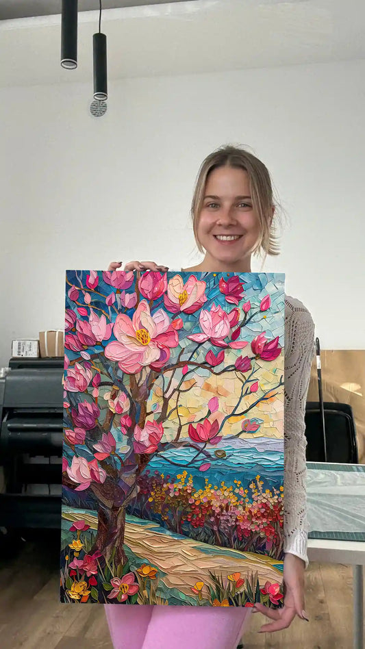 Obraz na płótnie Vincent van Gogh różowe kwiaty na drzewie