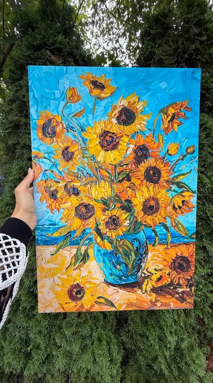 Obraz na płótnie Vincent van Gogh słoneczniki w niebieskim wazonie