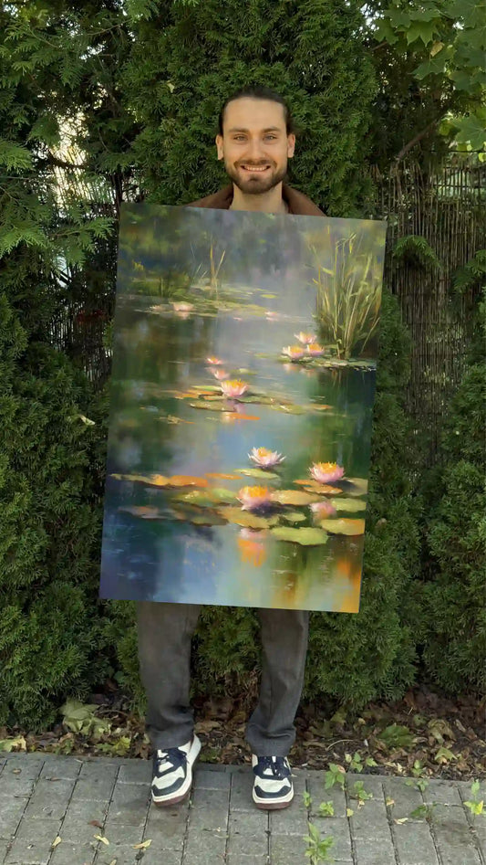 Obraz na płótnie — staw z liliami wodnymi