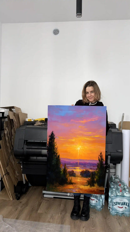 Obraz na płótnie — zachód słońca nad wodą