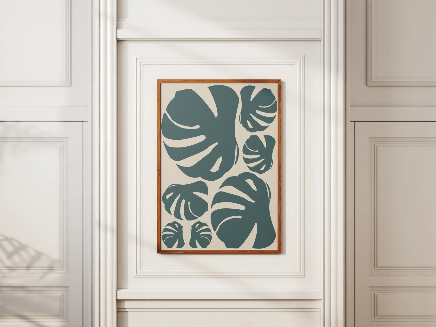 Plakat botaniczny liście monstery Turquoise Blue