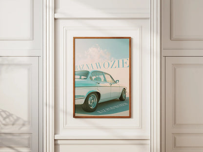 Plakat z napisami Wóz