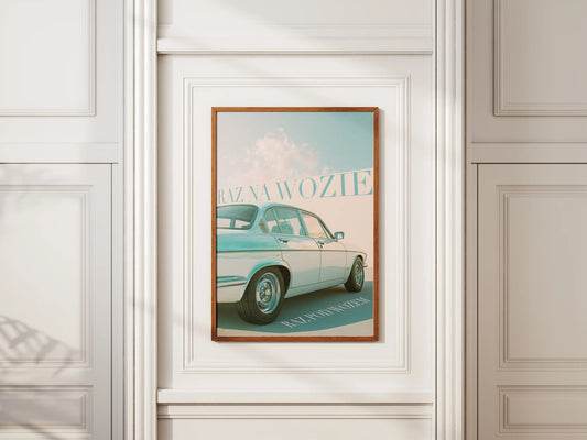 Plakat z napisami Wóz