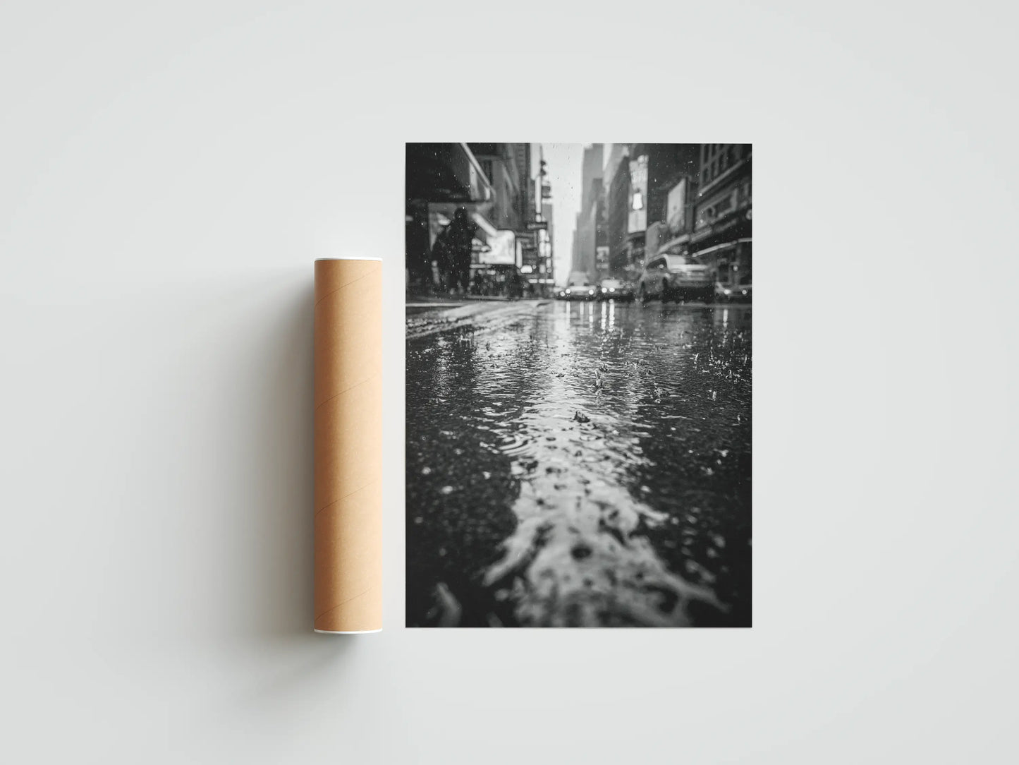 Plakat czarno-biały Neon Rain