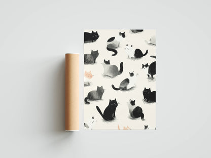 Plakat zwierzęcy Meow Mosaic