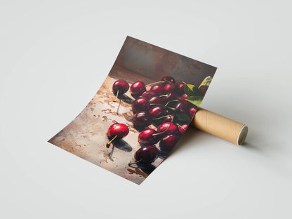 Plakat botaniczny wiśnie Cherries