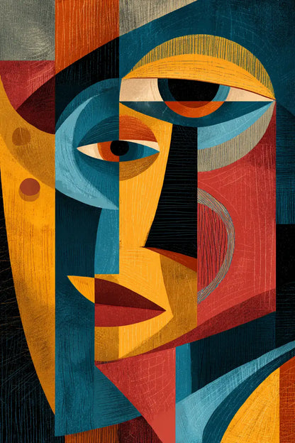 Obraz na płótnie — abstrakcyjna twarz w stylu kubistycznym