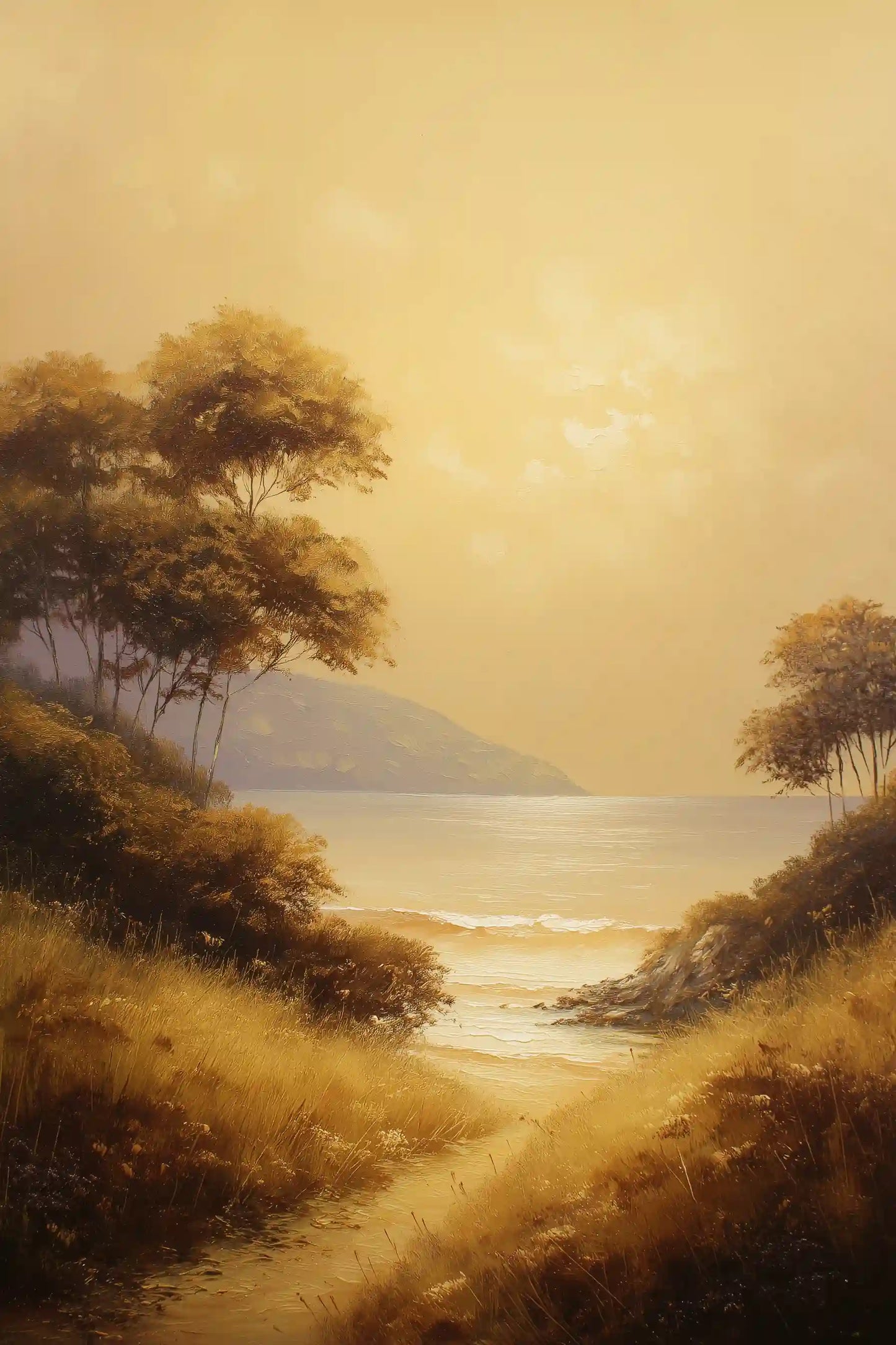 Obraz na płótnie — nadmorska ścieżka w świetle zachodu