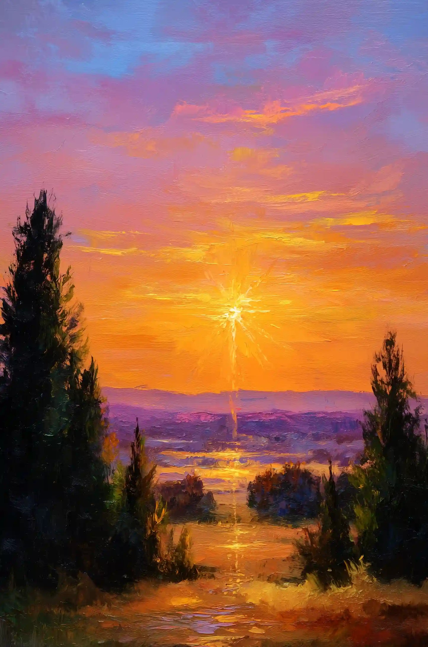 Obraz na płótnie — zachód słońca nad wodą