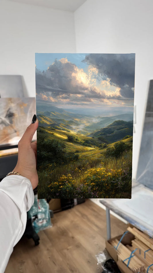 Obraz na płótnie — pejzaż wzgórz w świetle poranka