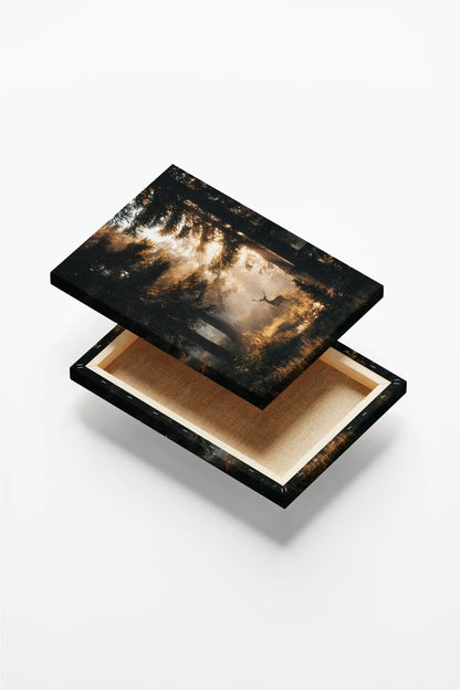 Obraz na płótnie — jeleń w porannej mgle wśród sosen