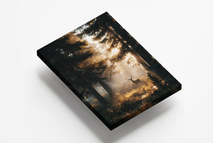 Obraz na płótnie — jeleń w porannej mgle wśród sosen