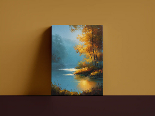 Obraz na płótnie — jesienne jezioro w słońcu