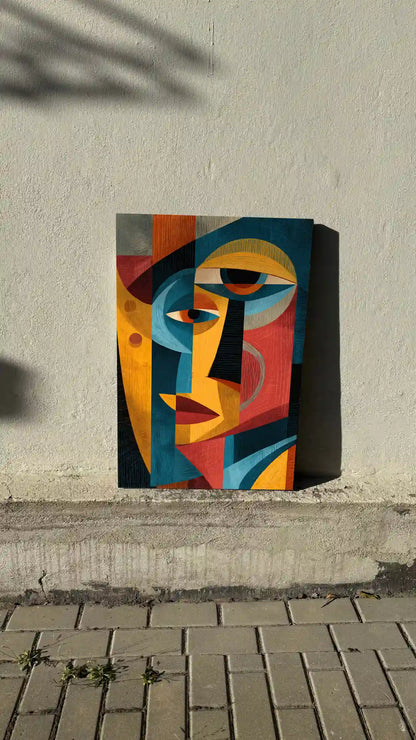 Obraz na płótnie — abstrakcyjna twarz w stylu kubistycznym