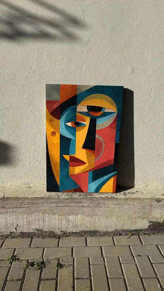 Obraz na płótnie — abstrakcyjna twarz w stylu kubistycznym