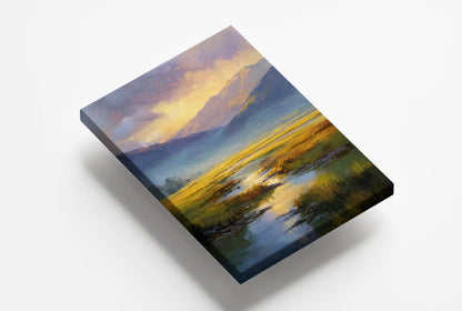 Obraz na płótnie — pejzaż z górami i strumieniem