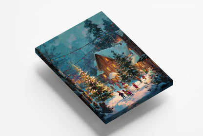 Obraz na płótnie — zimowa scena świąteczna z choinką