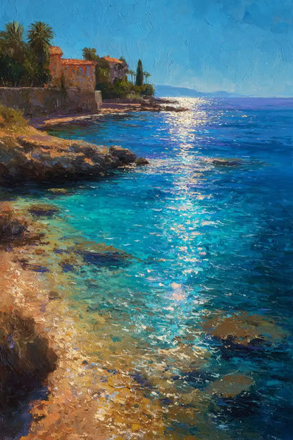 Obraz na płótnie — śródziemnomorskie wybrzeże z palmami