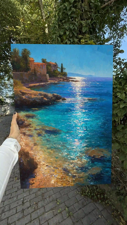 Obraz na płótnie — śródziemnomorskie wybrzeże z palmami