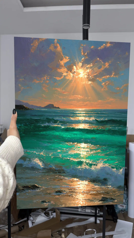 Obraz na płótnie — zachód słońca nad morzem