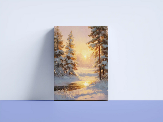 Obraz na płótnie — zimowy pejzaż ze słońcem
