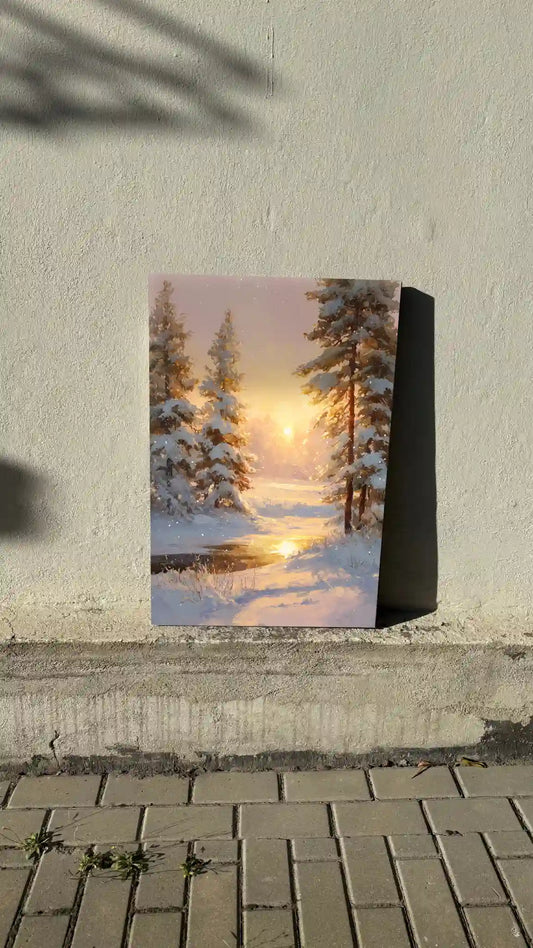 Obraz na płótnie — zimowy pejzaż ze słońcem